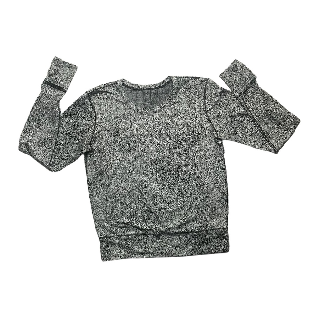LULULEMON Black & white speckled crewneck top SZ 4
